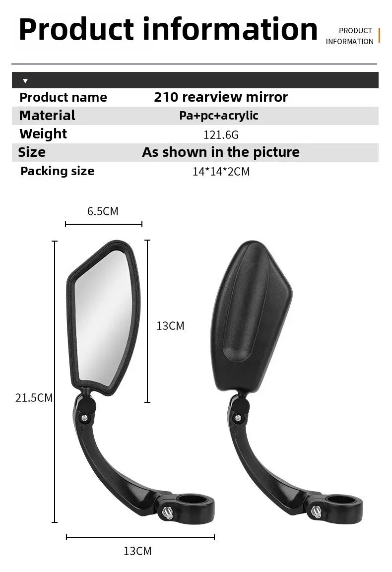 Stainless Steel HD Lens Bike Rear VIew Mirror 360° Rotatable MTB Rear Mirror Widen Big View Road Bicycle Mirror Bike Accessories