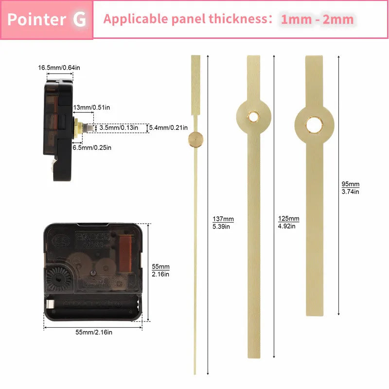 Wall Clock Movement Mechanism Clock Hands Long Shaft Silent Quartz Movement Clockwork Table DIY Watches Repair Tools