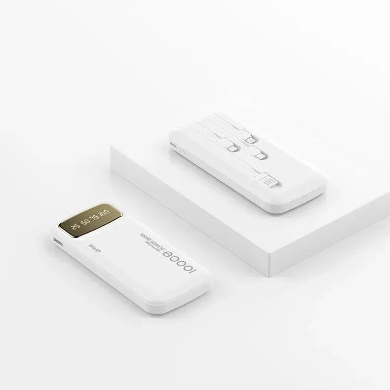 CCC Certified 10000mAh 20000mAh Power Bank Built in Type C Cable Ultra Thin Digital Display Portable External Battery Powerbank