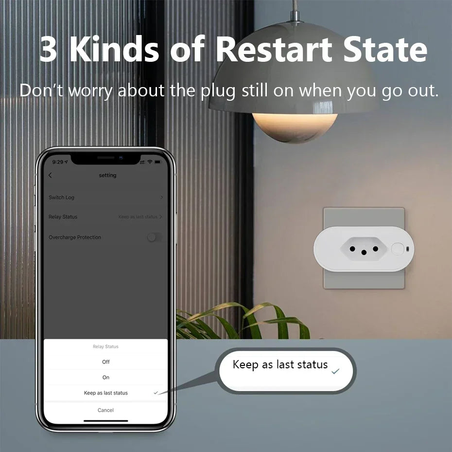 Tuya 16A/20A Brazil Standard Wifi Smart Plug Socket Work with Google Home Alexa with Power Monitor APP Remote Control