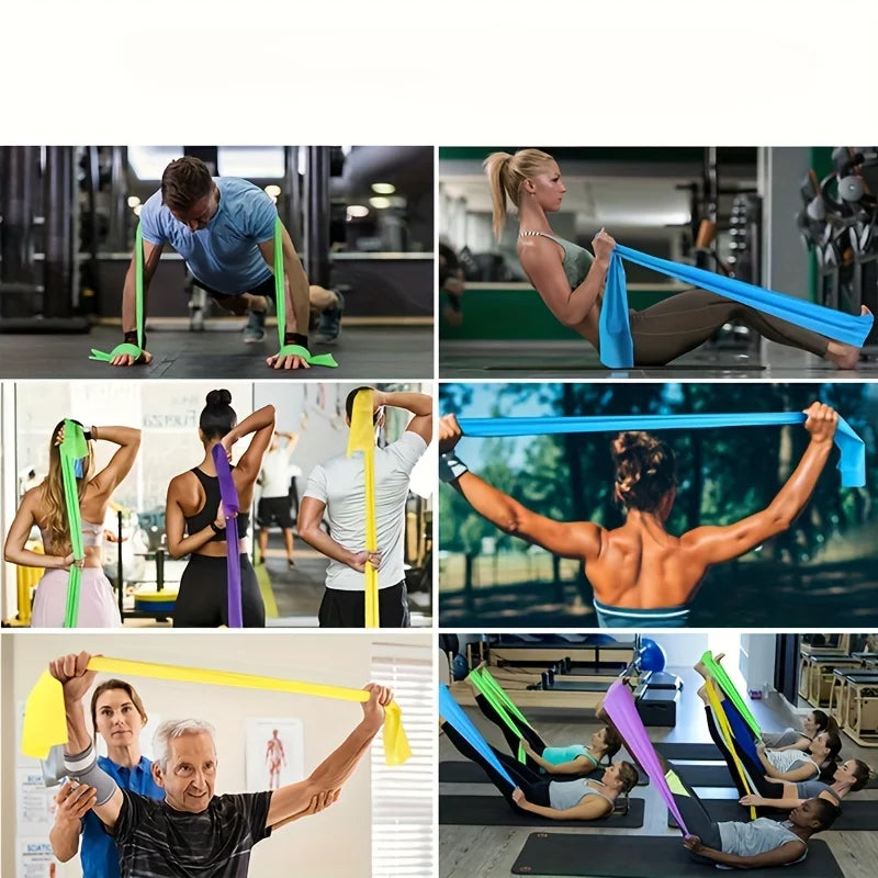 4 Pack Yoga Resistance Bands: TPE Elastic Stretch Bands for Physical Therapy, Fitness, Yoga, Pilates, Rehabilitation, and Stren
