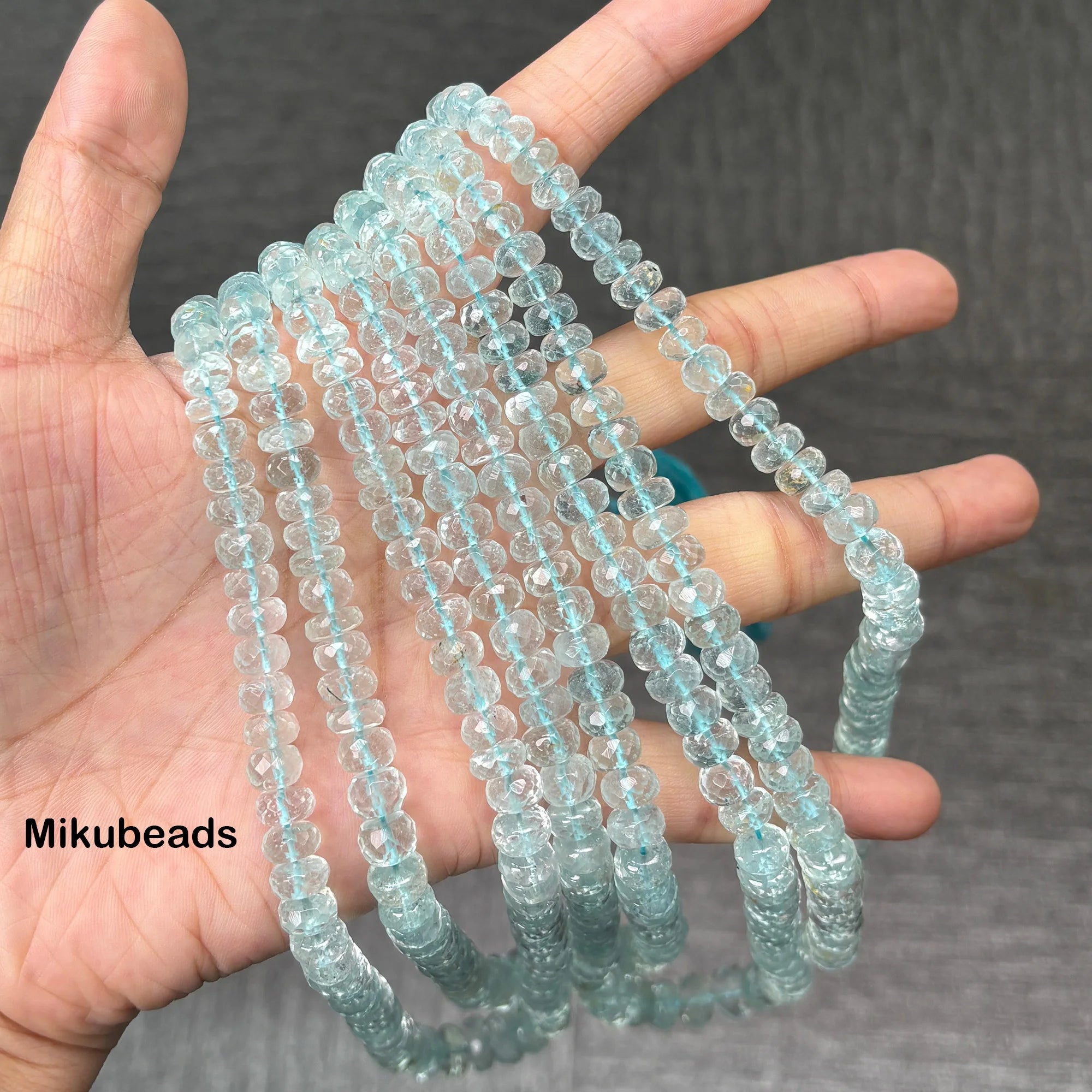 Wholesale Natural 4-9mm Blue Topaz Faceted Rondelle Round Loose Beads For Making Jewelry DIY Necklace Bracelet Mikubeads