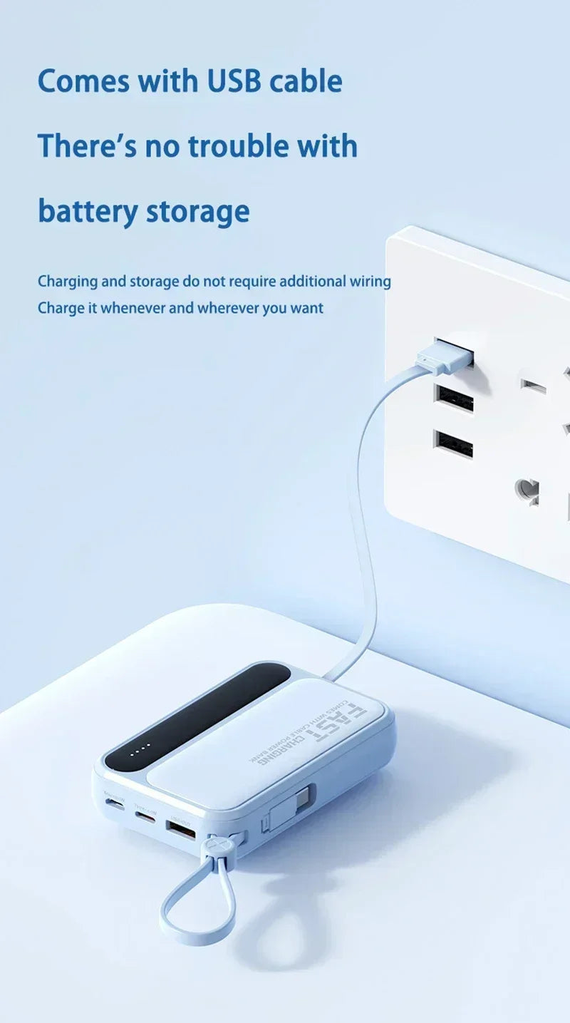 500000mAh Power Bank Large Capacity Built 4 In1 Cables Intelligent Digital Display Portable Battery For iPhone Huawei