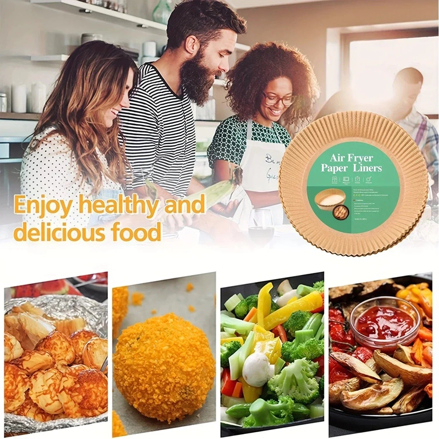 Air Fryer Disposable Paper Air Fryer Accessories Square Round Oil-proof Liner Non-Stick Mat for Kitchen Oven Baking