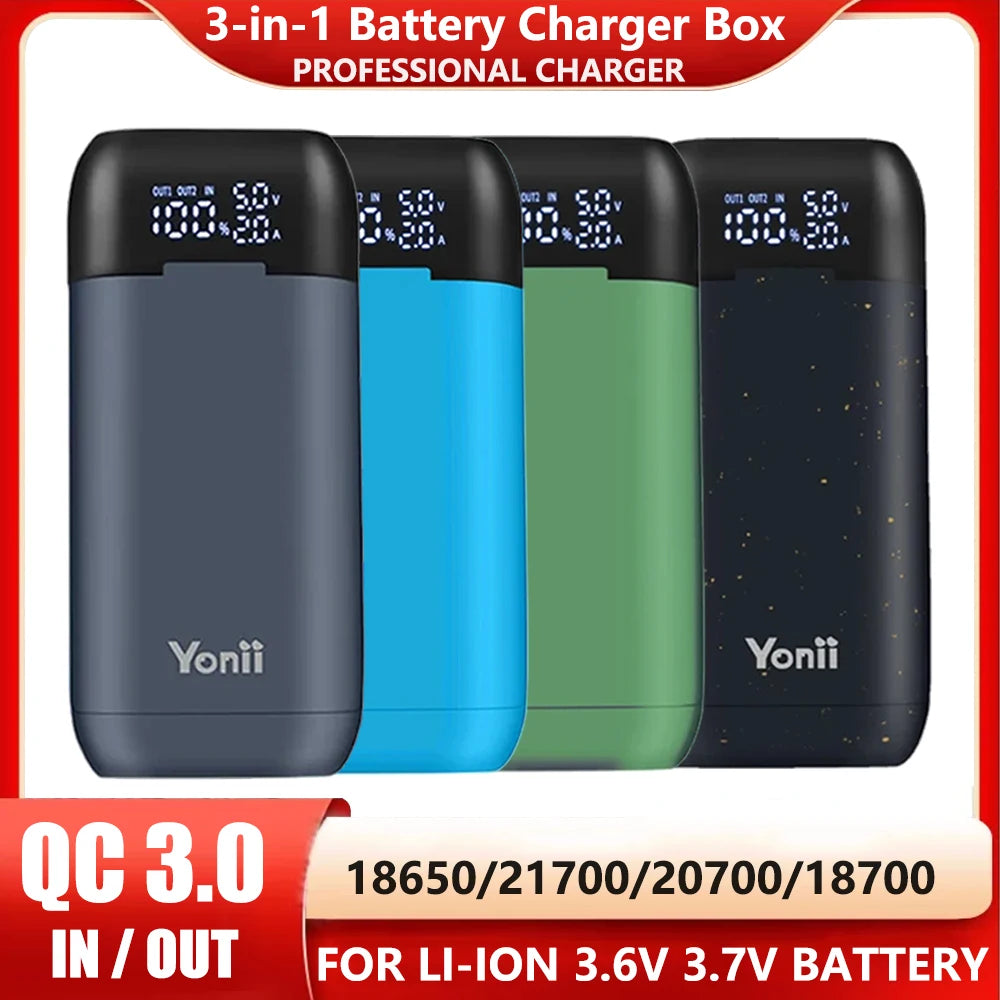 DIY Power Bank Case 18650x21 PD QC4.0 3.0 22.5W Fast Charge Battery Storage Box with Micro Type-c Charging Cable Camping Light