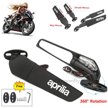 Motorcycle Wing Mirrors For Aprilia GPR250R APR250 rs660 RS125 RS250 Adjustable Rotating Rearview Side Mirror WITH LOGO