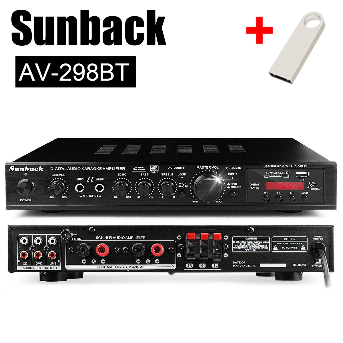 110/220V 2000W Bluetooth Power Amplifier Audio Subwoofers HiFi Stereo Surround Sound Digital Amplifiers For Home Karaoke theater