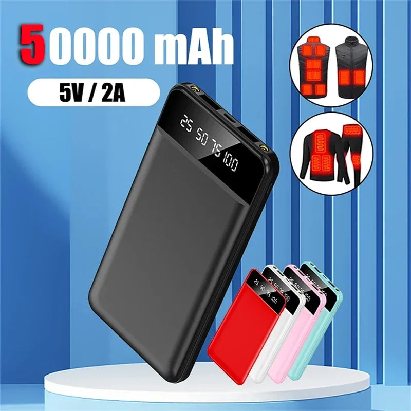 50000mAh Portable Power Bank Charging Intelligence Digital Display External Battery Pack Dual USB For Fast Heating Vest Jacket