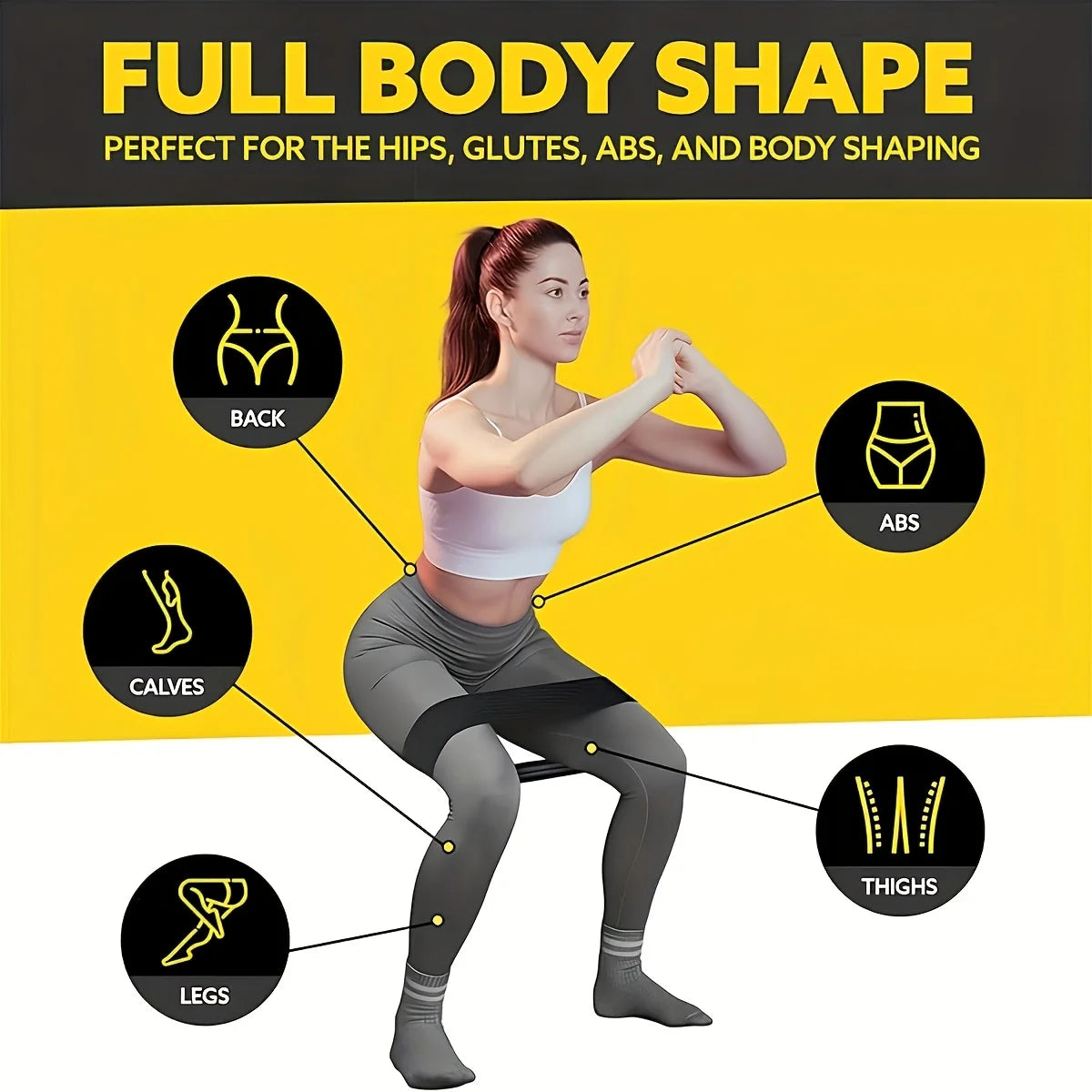 3pcs Yoga Pilates Strength Training Elastic Resistance Bands for Legs and Butt urable Fitness for Home Workouts, Yoga, Pilates