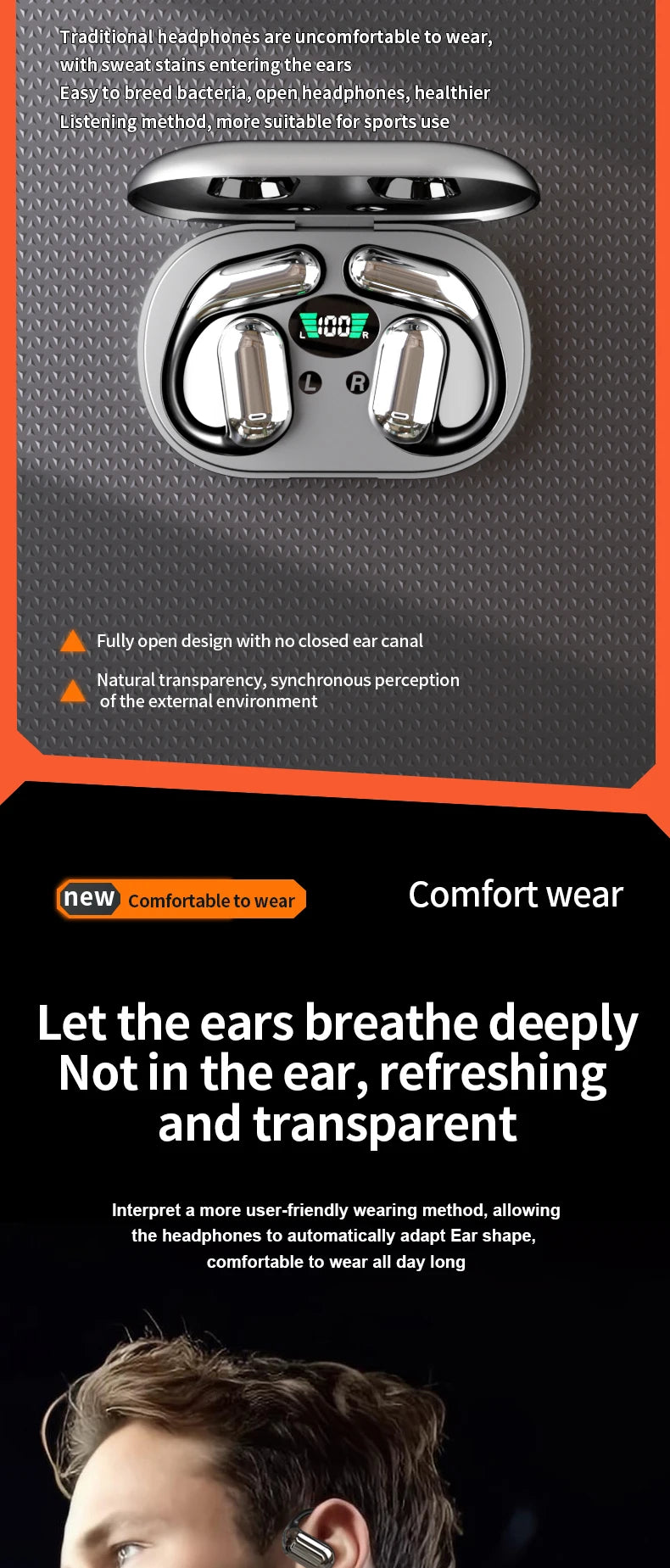 Q16 Ai Translator Earbuds Real-Time 144 Languages & Accents, Ows 3-in-1 Open Ear Wireless Bluetooth Earbuds with Charging Case