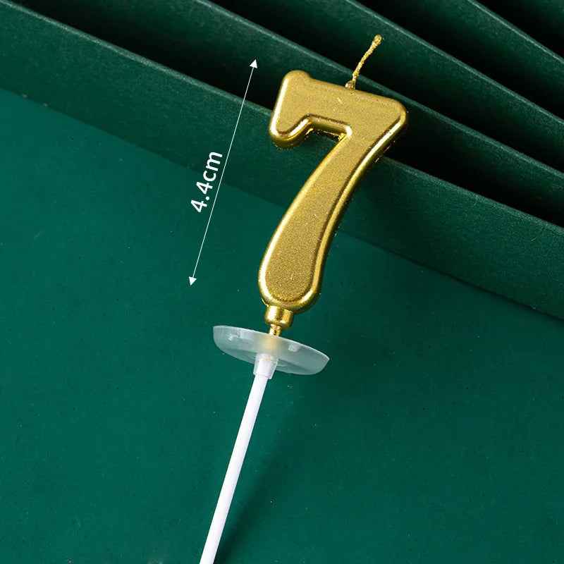 3D Gold Diamond Number Candles Large Birthday Cake Topper Wedding Anniversary Party Decorations for Home Celebration Supplies