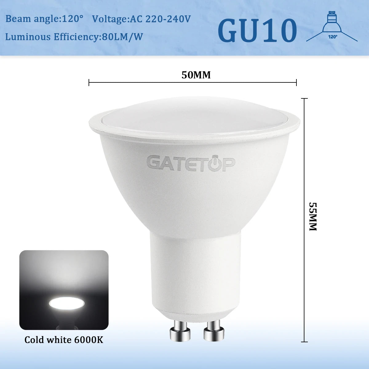 4-20pcs GU10 Led Spotlight Bulb dimmable warm cold white light 120° 38° 3000K 4000K 6000K  for home bedroom derec Recessed Light