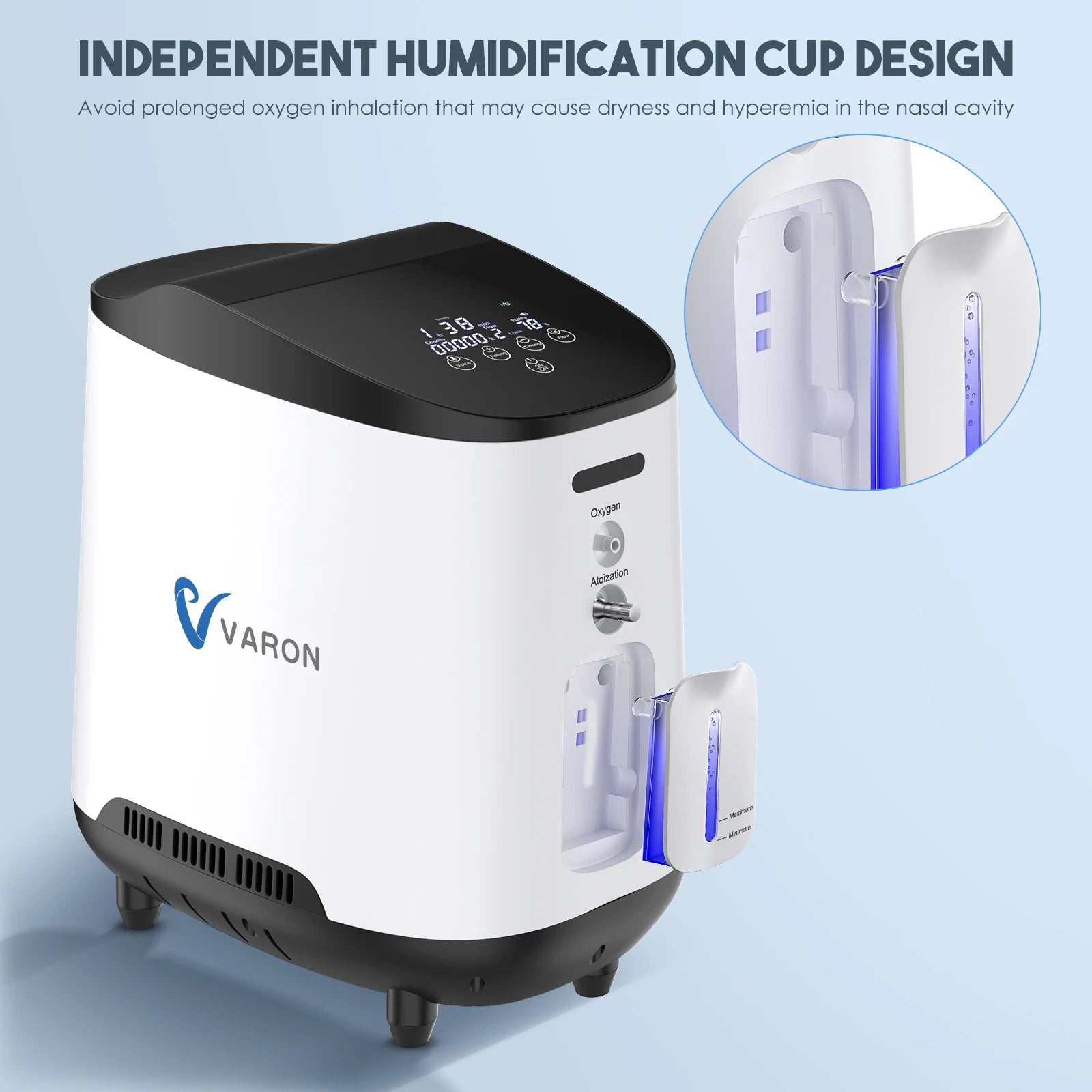 VARON 1-7L/min Oxygen Concentrator Machine Generator Portable Oxygen Making Machine Without Battery Air Purifier AC 220V/110V