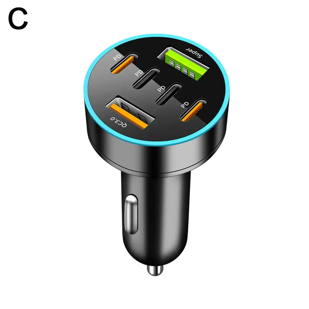 New Digital Display Car With 4usb Car Charger 66w Fast Charging Car Mobile Phone Adapter PD Mobile Phone Charging Head