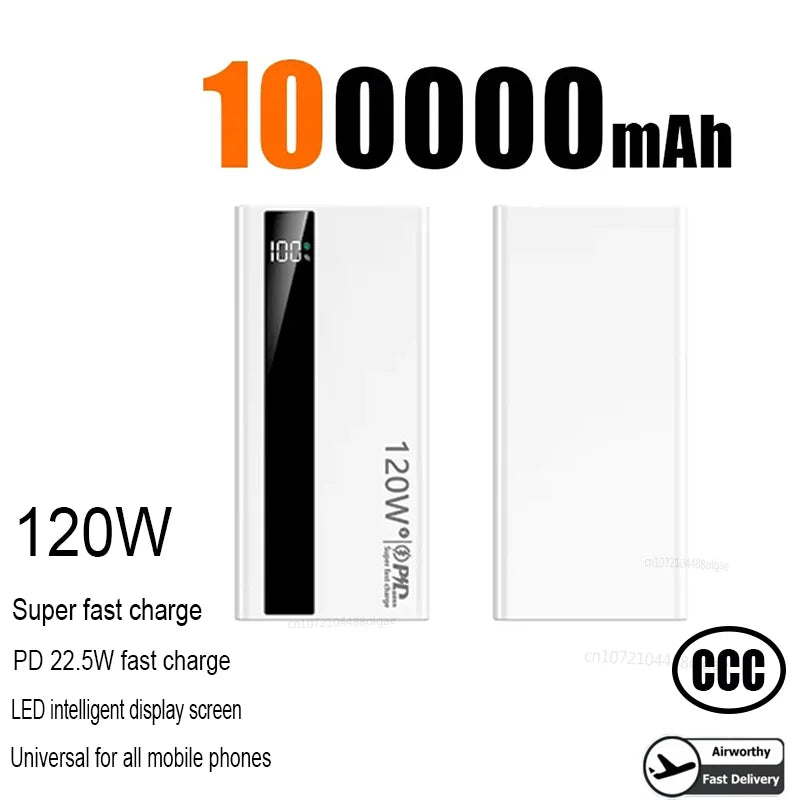 500000mAh High Capacity PowerBank 120W Super Fast Charging Portable External Battery Powerbank for iphone Huawei