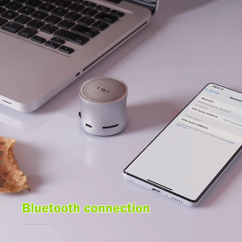 EWA A109Mini Bluetooth Speaker Super Booming Bass Distortion-Free At Maximum Volume Extremely Compact Size Ultra-Portable