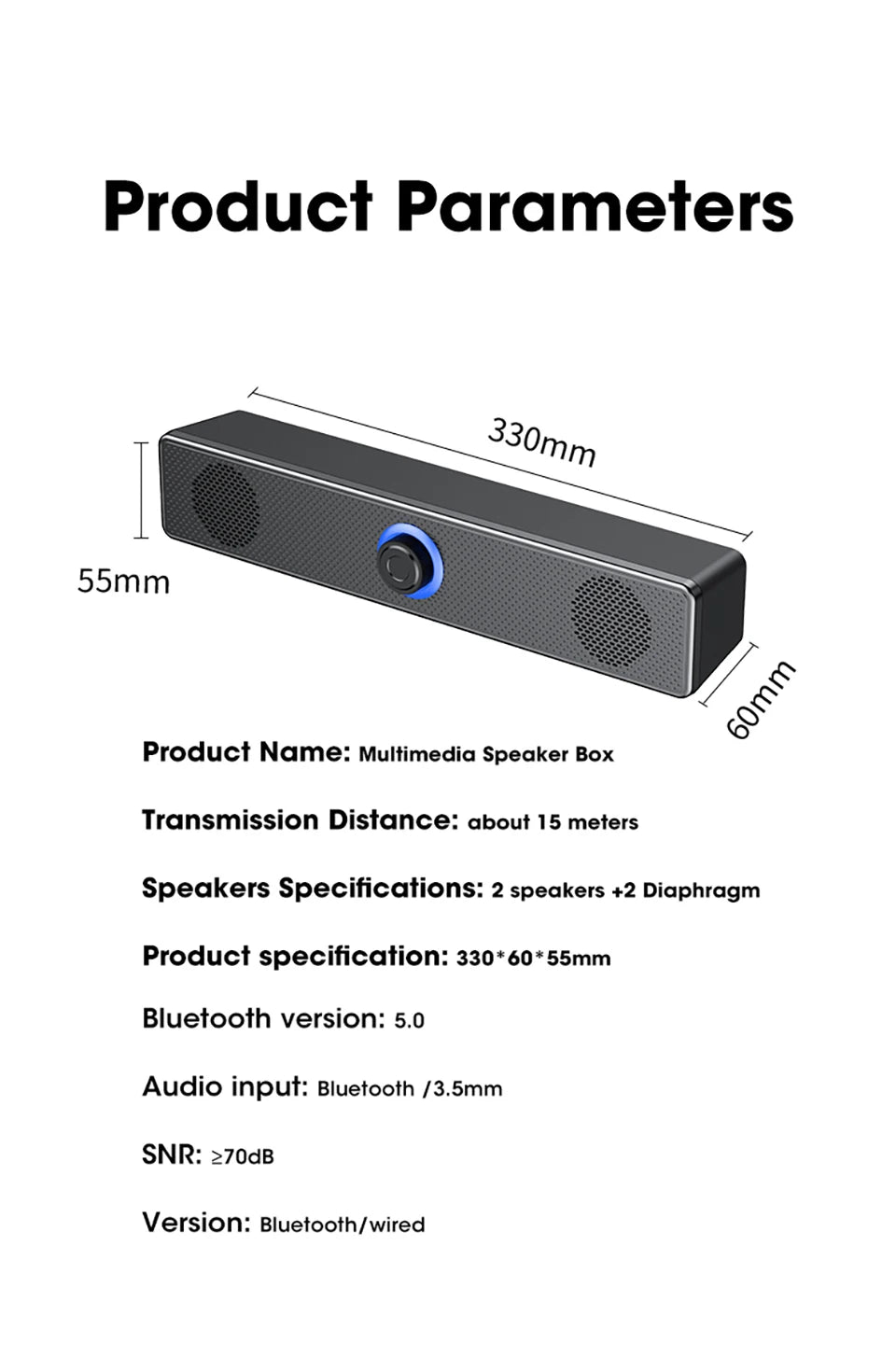 PC Soundbar Wired/Wireless Bluetooth Speaker 4D USB Powered Soundbar for TV Pc Laptop Gaming Home Theater Surround Audio System