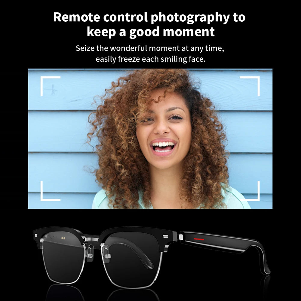 Smart Glasses AI Voice Assistant Camera Glasses BT Audio Glasses (Plain Glasses)