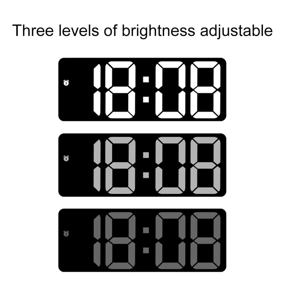 Electronic Clock with Bright Large Display and Voice Control Designed for Time Alarm Calendar and Temperature Monitoring