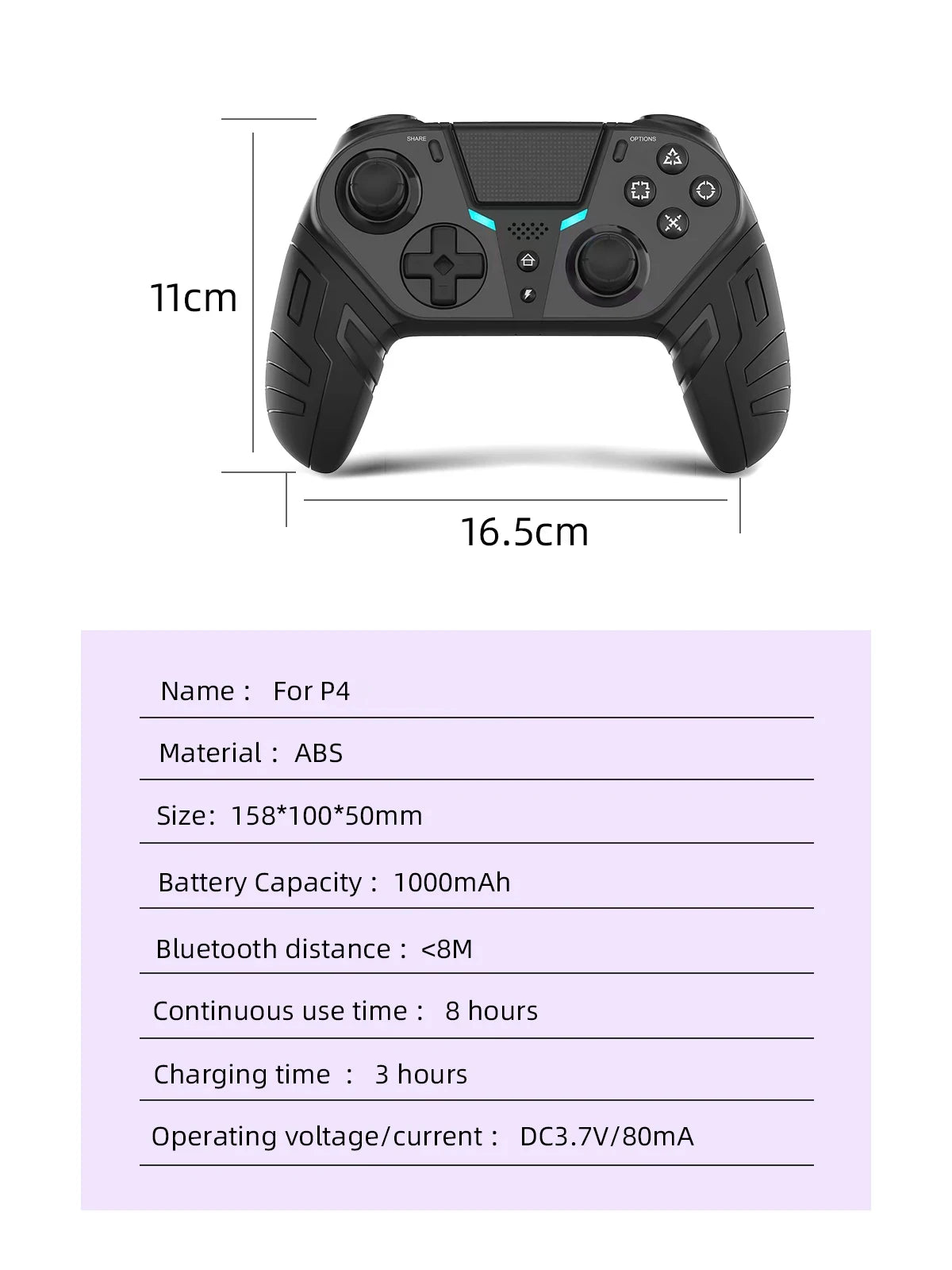 GAMINJA Wireless Controller Dual Vibration Bluetooth Gamepad With Programmable Turbo Function For PS4 Console PC Joystick