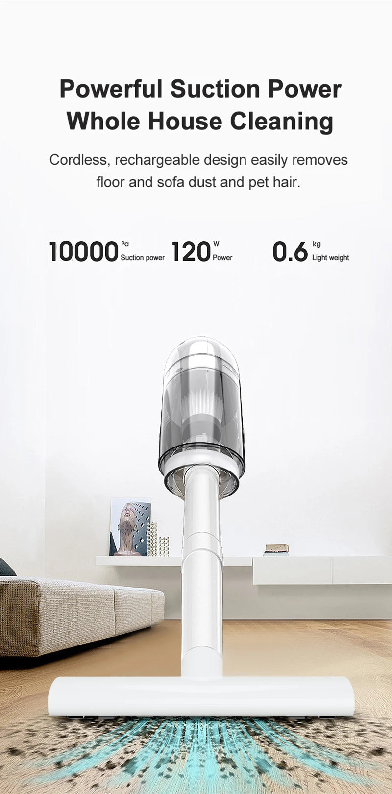 Handheld Vacuum Cleaner 6500P Powerful Suction LED surface Multifunctional Wireless Vacuum Cleaner for Car Floor Household