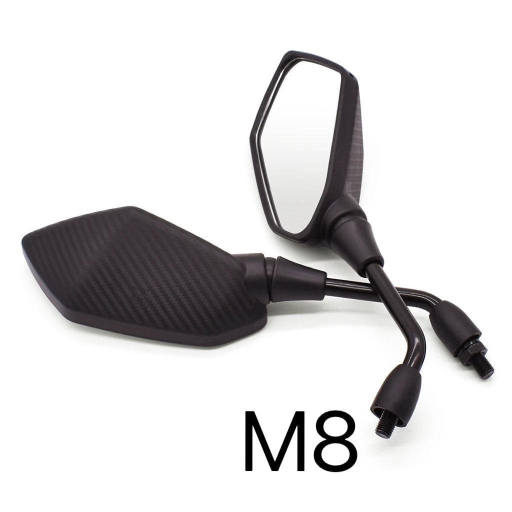 1 Pair Motorcycle Mirror Scooter E-Bike Rearview Mirrors Electrombile Back Side Convex Mirror 8mm 10mm imitation Carbon Fiber