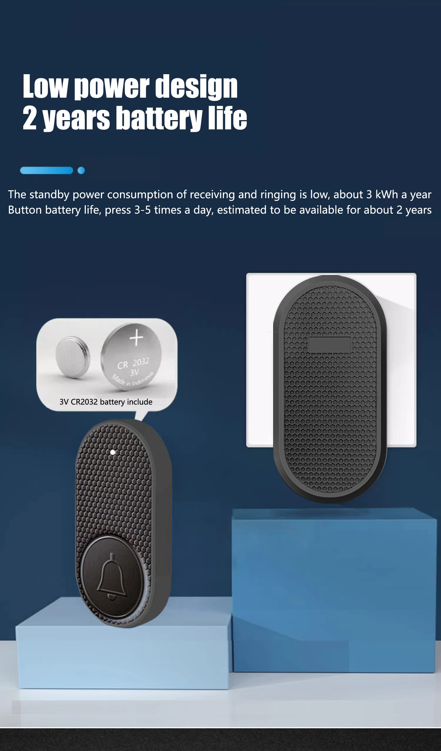Smart Welcome Doorbell Wireless Door Bell Chime Guests Button 32 Songs Home Alarm Reminder Receiver Black Fashion