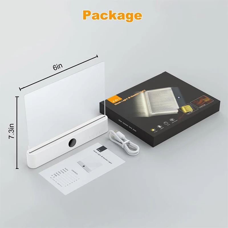 Smart Led Reading Light, Book Lights at Night, Rechargeable Clear Flat Reading Lights with 3 Colors & Timer, Eye-Friendly Glow