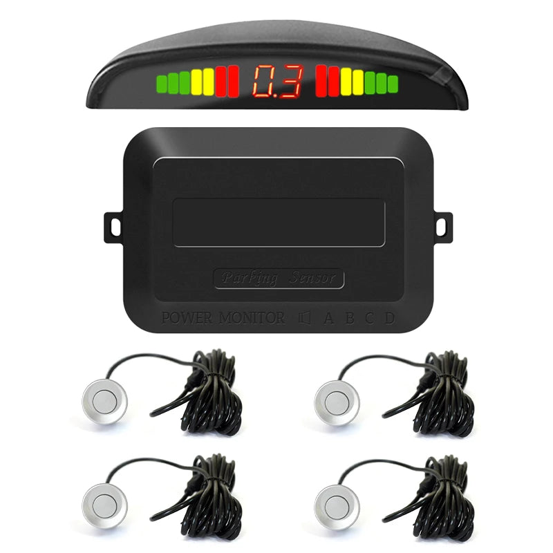 Hippcron 12V Car LED Parking Sensor Parking Kit Display Alarm With 22MM 4 Sensors Backlight Reverse Backup Radar Monitor System