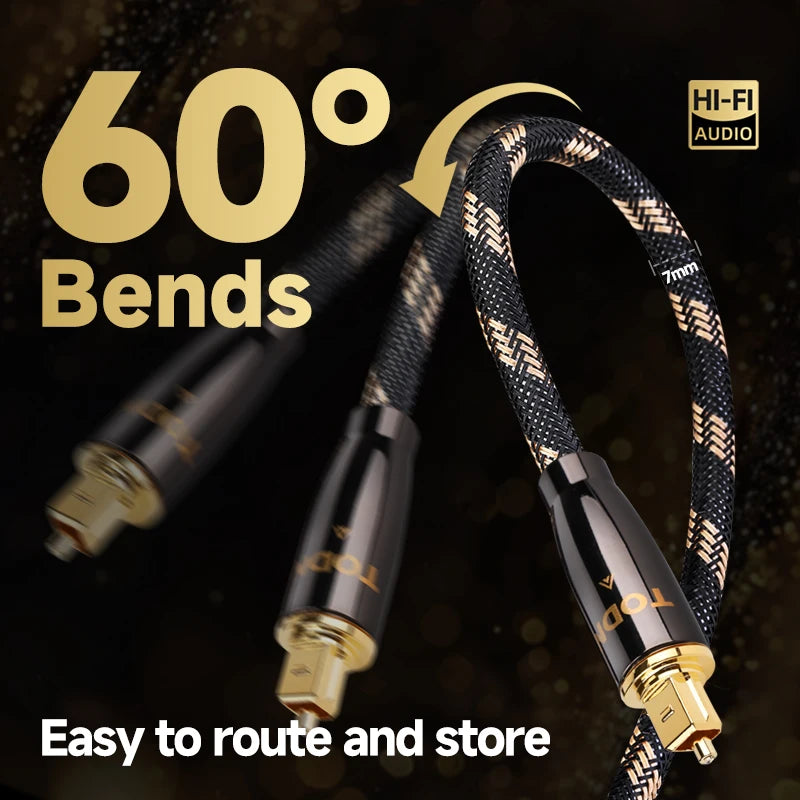 TODN HiFi Optical Audio Cable Digital Fiber Optical Toslink S/PDIF Gold Plated Plug Surround Sound System for TV, PS4, Xbox, CD