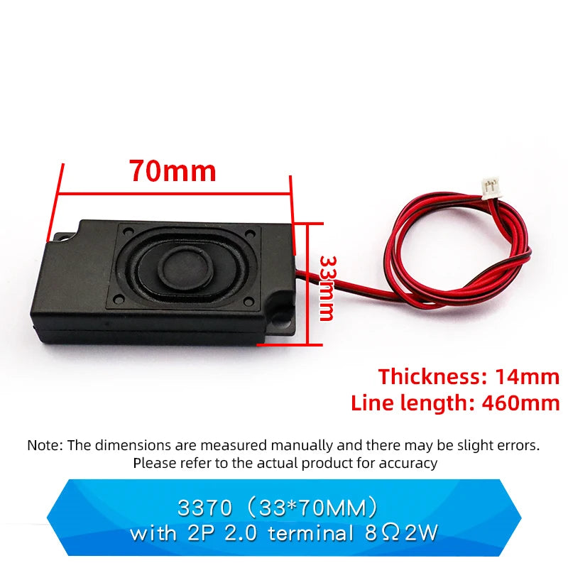 1PCS Audio Portable Speakers 8Ω 2W/3/4/5W 3370 3718 3080 Chamber Speaker  Advertising Machine Passive Speaker with 2P 2.0 Plug
