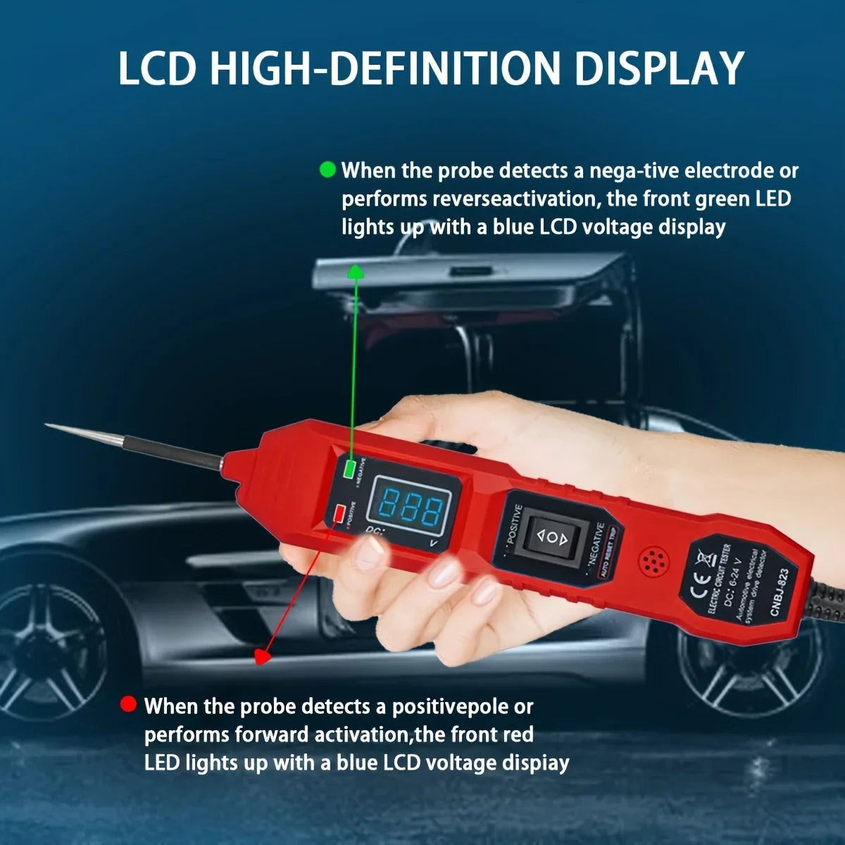 Smart Car Circuit Tester 823, with Led Voltage Display - USB Powered, Compatible with 3.5-36V Dc Vehicles