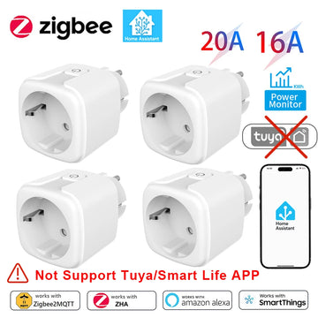 Home Assistant Zigbee EU Smart Plug 20A/16A Smart Socket With Power Monitoring Timing Function APP Control Works with Alexa Z2M