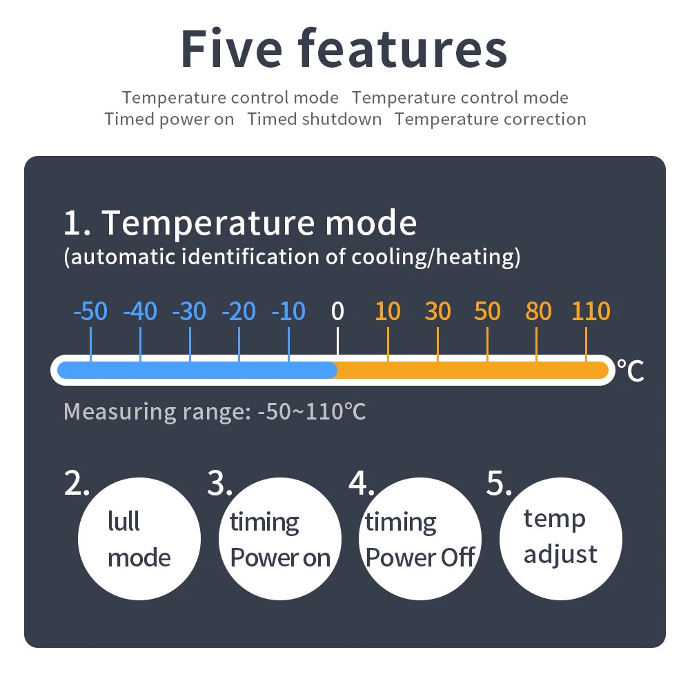 Digital Temperature Controller 220V Max 5000W Digital Thermostat 30A -19 to 99℃ Temperature Controller Switch LCD XH-W3103