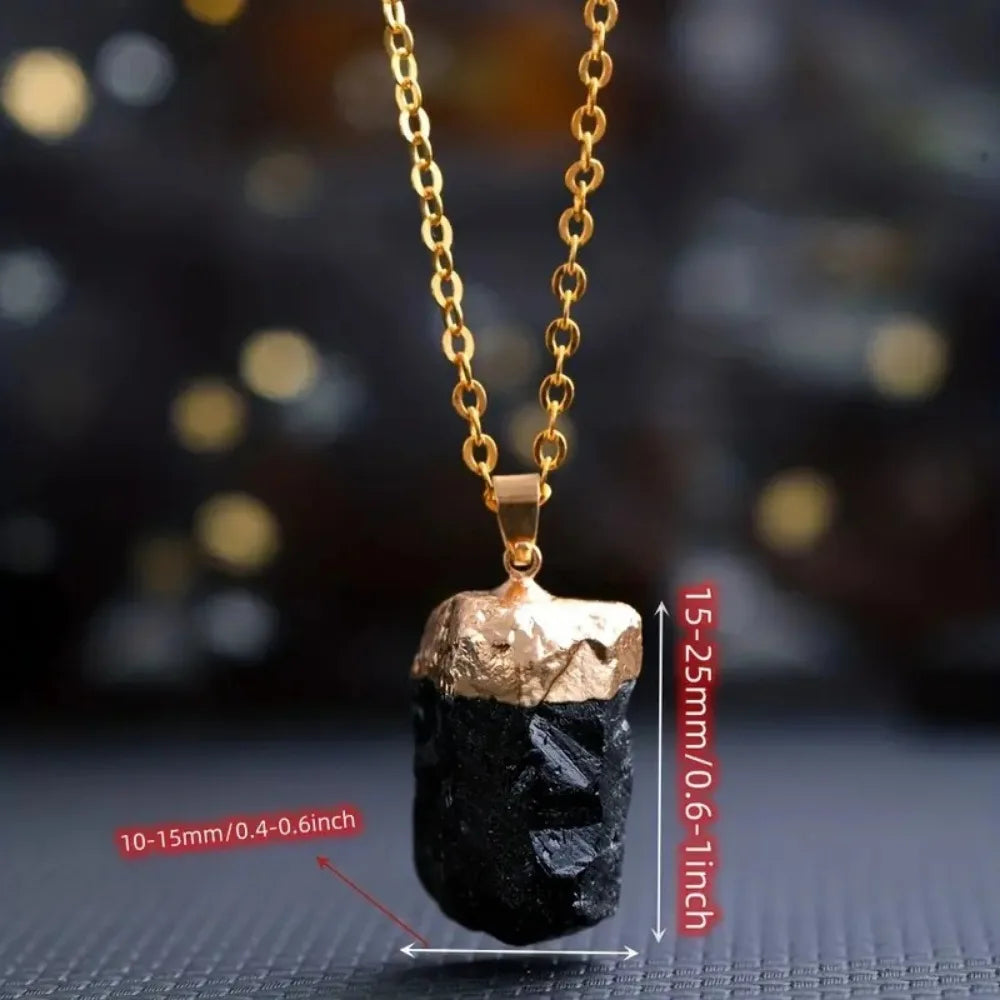 Natural Black Tourmaline Stone Irregular Pillar Energy Gemstone Specimen Rough Original DIY Hanging Accessories Ornament