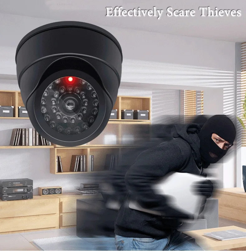 Creative Flashing Led Fake Camera Black Plastic Dome CCTV Dummy Camera Surveillance Security System Power Via AA Battery