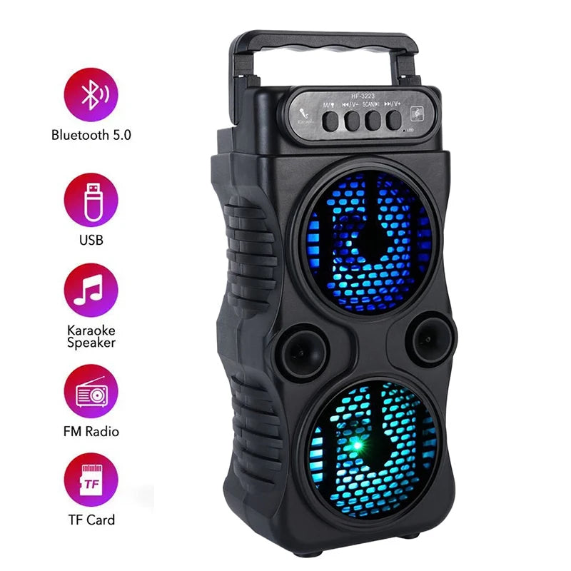 Versatile Outdoor Wireless Speaker; Dual 3 Inches Stereo with Bass Subwoofer, USB Power for Home Parties