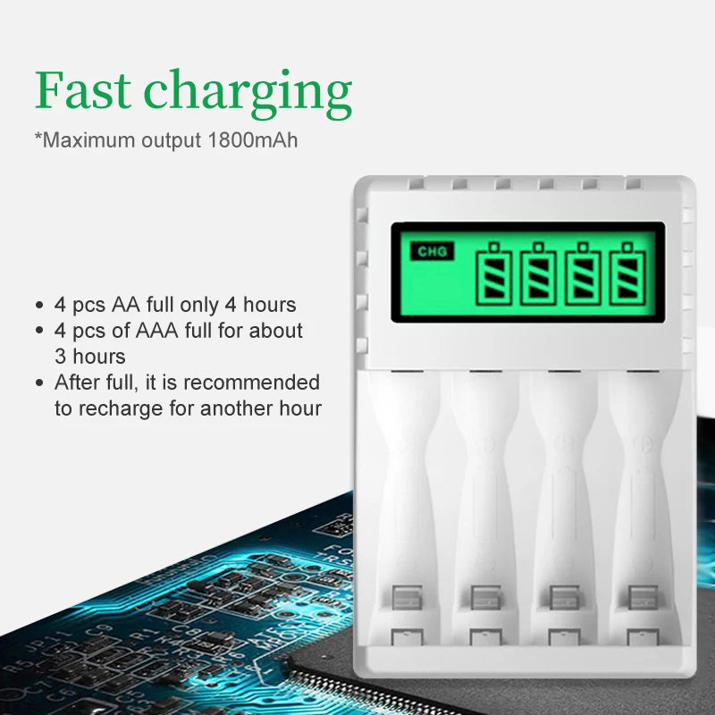 LCD Display Smart Intelligent Battery Charger With 4 Slots  For AA/AAA NiCd NiMh Rechargeable Batteries aa aaa Charger