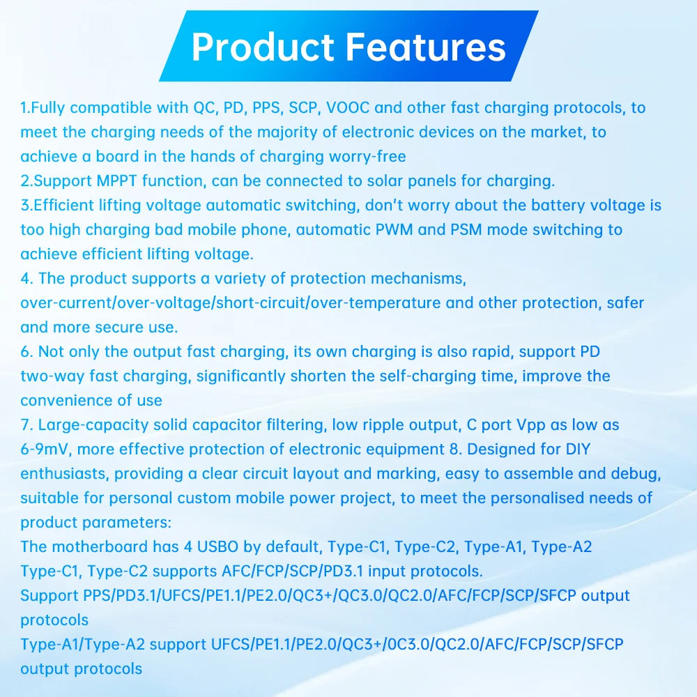3S 4S 5S 65W 100W Power Bank Dual Type-C Bidirectional Super-Fast Charging Module Power Bank Circuit Board