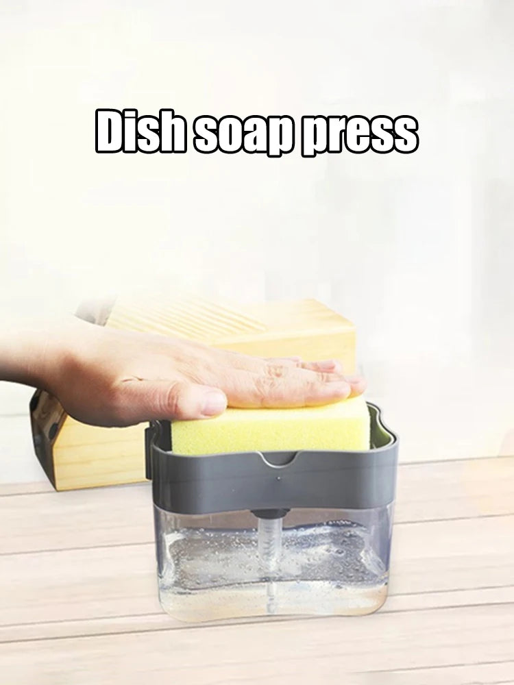 Washing Detergent Press Cleaning Pot Brush Kitchen Style Automatic Liquid Dispenser Dishwashing Brush Pot Tool Soap Dispenser