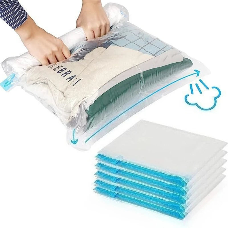 5pcs Compression Bags For Travel, Travel Compression Bags Vacuum Packing Space Saver Bags, Reusable Roll-Up Compression Bag