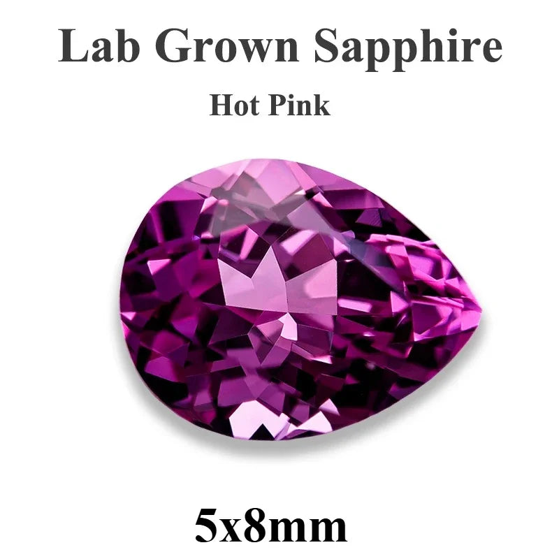 Lab Grown Sapphire Pear Cut Multiple Colors Available VVS1 Gemstone DIY Jewelry Making Materials with Selectable Certificate