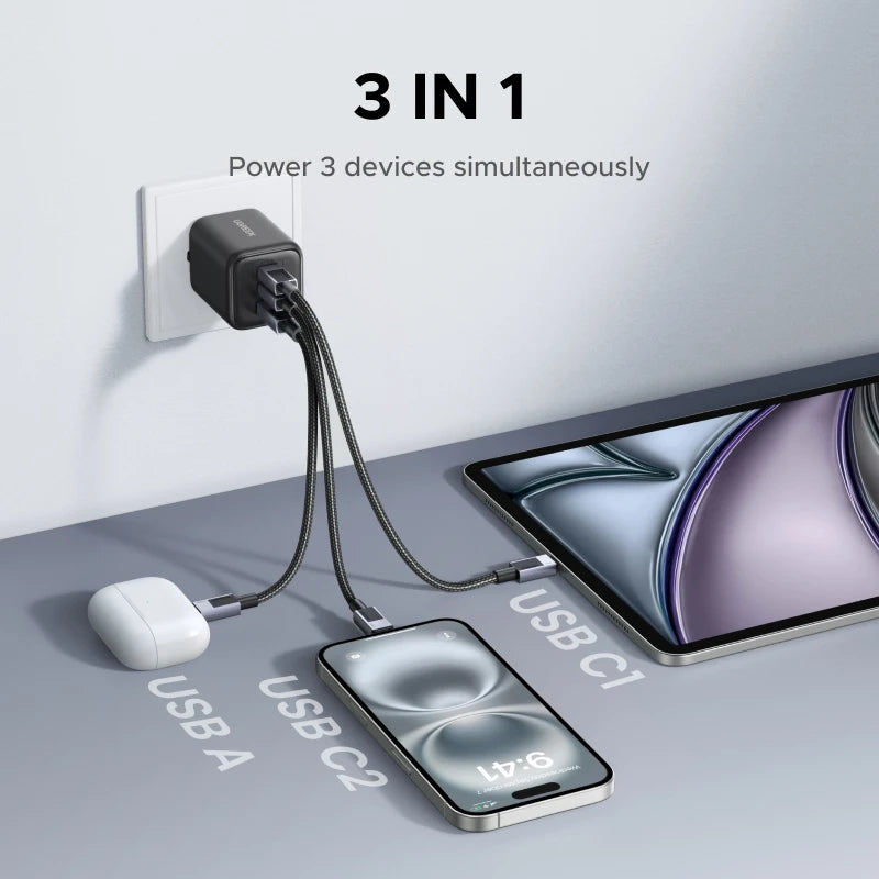 UGREEN 45W GaN Charger PD3.0 PPS QC3.0 Quick Charge For Samsung S25 S24 Ultra iPhone 17 16 15 Pro iPad Tablet USB C Fast Chager