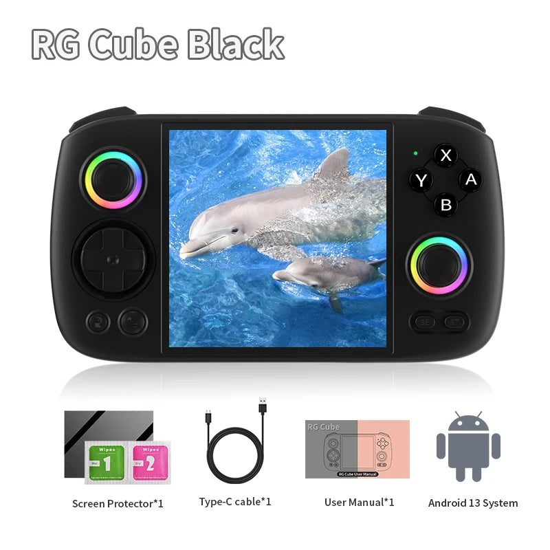 Anbernic RG Cube Handheld Game Console 3.95'' IPS Multi-touch Screen T820 Android 13 RGB Joystick 5200mAh Video Gaming Consoles
