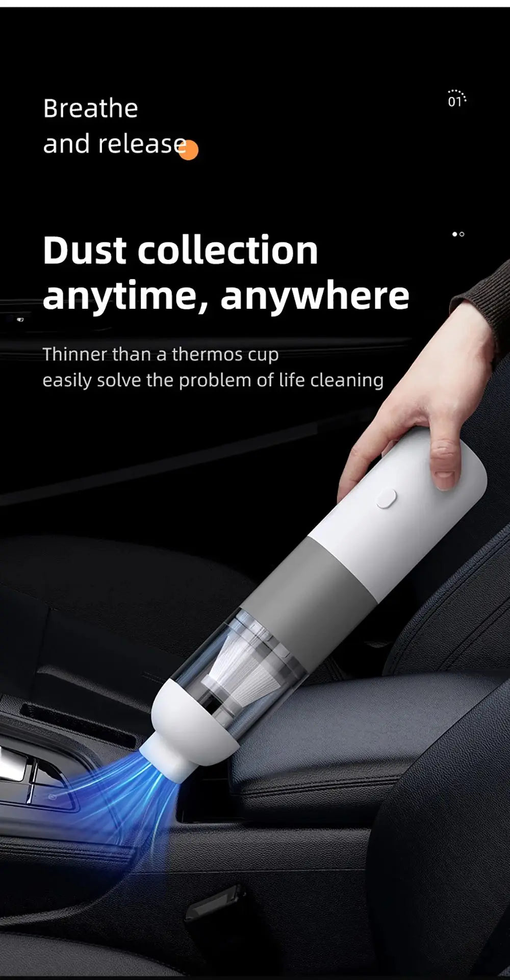 Powerful Car Vacuum Cleaner High Suction Mini Wireless Handheld Cyclonic Vacuum Dust Catcher Home Car Wet Dry Rechargeable