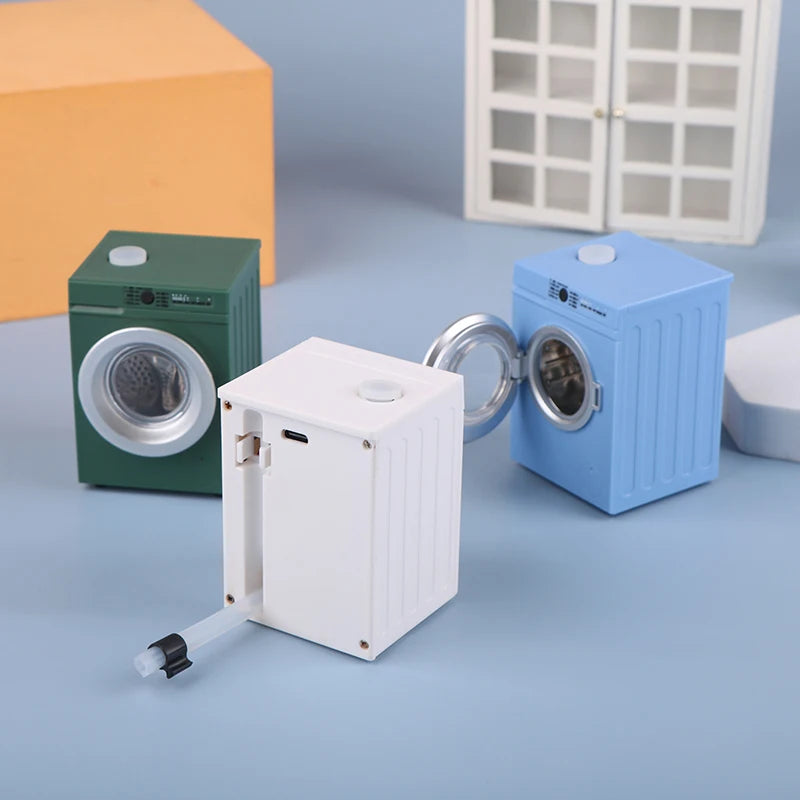 1Pcs Dollhouse Miniature Simulation Washing Machine Drum Washer Laundry Model Dollhouse Home Appliance Model Decor Toy