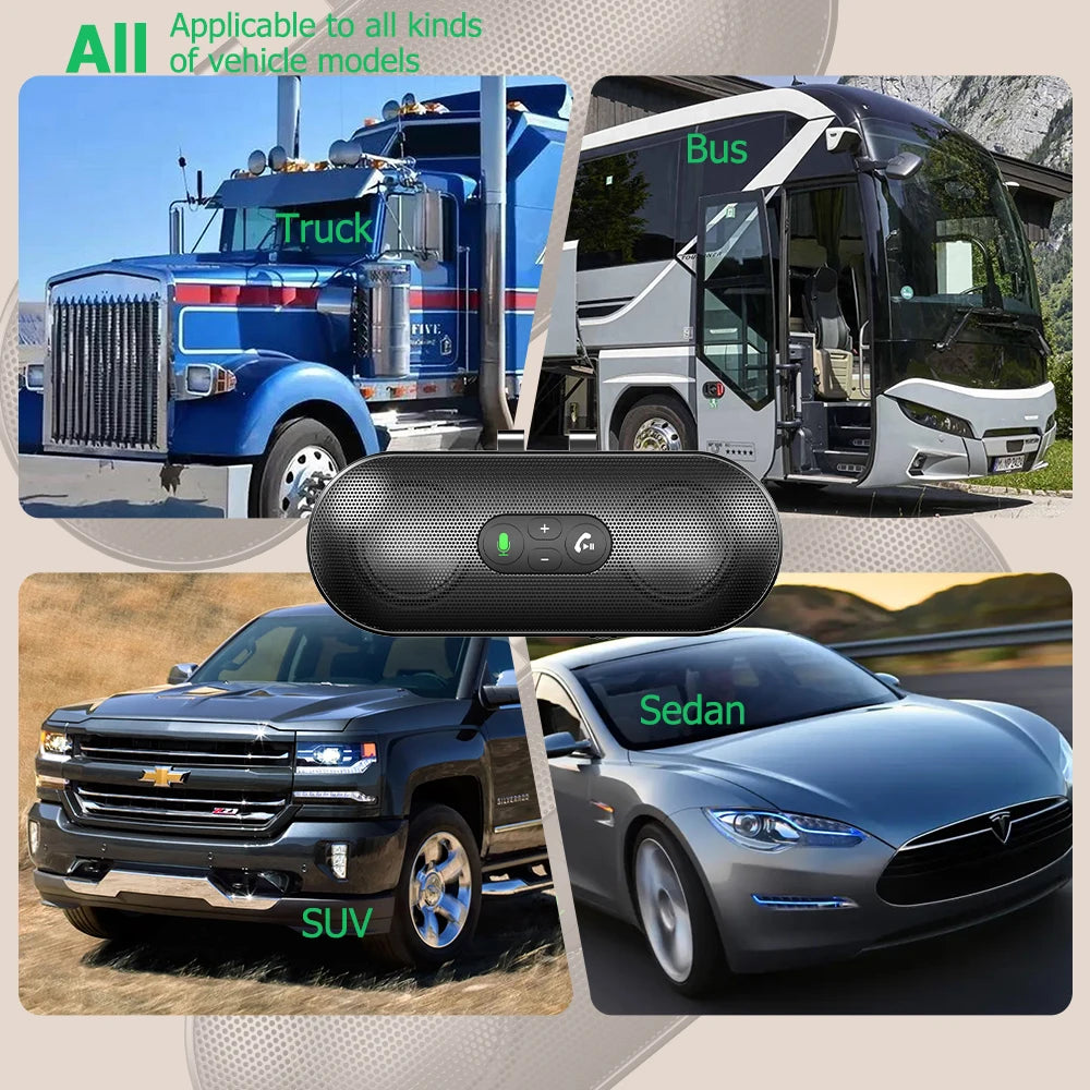 Bluetooth 5.4 Car Kit Handsfree Dual 3W Speakerphone Sun Visor Speaker Mp3 Player Wireless Music Receiver With Voice Assistant