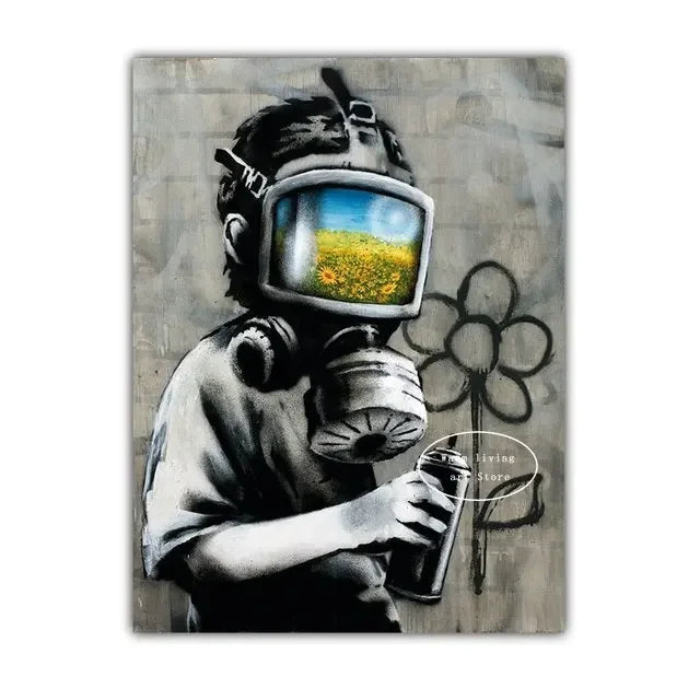 Classic Retro Wall Art Banksy Street Graffiti HD Canvas Print Poster Home Living Room Bedroom Decorative Painting