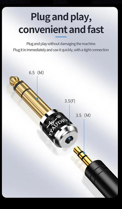 YYAUDIO 6.5mm Male to 3.5mm Female Stereo Audio Adapter for Headphones, Amplifiers and Guitars