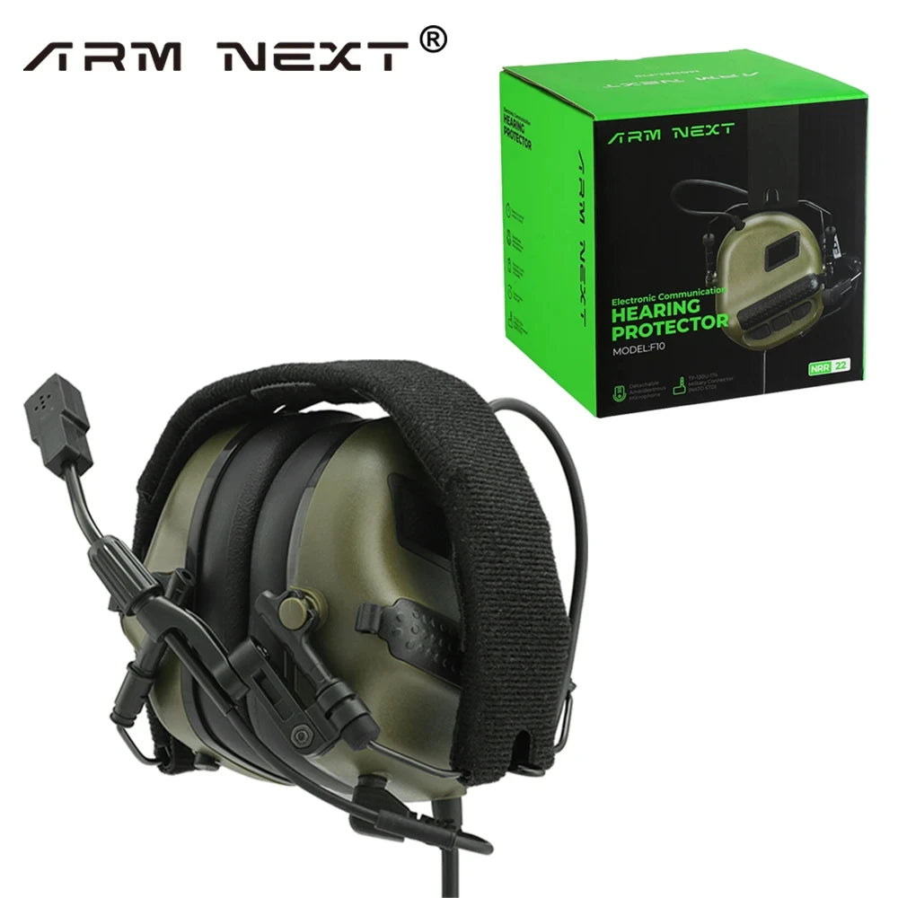 ARM NEXT F10 Tactical Headset Hunting Shooting Noise Cancelling Headphones with Brackets Fit for Wendy M-LOK ARC Helmet